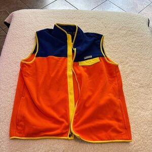 Colorful Fleece Vest with Yellow Trim